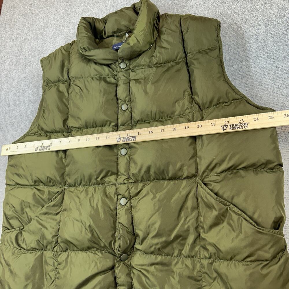 Lands End Mens Puffer Vest Olive Green Goose Down Quilted Snap Front XL 46-48 - Picture 3 of 6